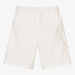 Emporio Armani-Boys Ivory Cotton Logo Shorts | Childrensalon Outlet