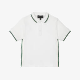 Emporio Armani-Boys Ivory Cotton Piqué Polo | Childrensalon Outlet