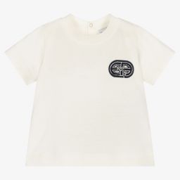 Emporio Armani-Boys Ivory Cotton T-Shirt | Childrensalon Outlet