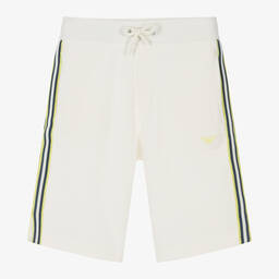Emporio Armani-Boys Ivory EA Crew Cotton Shorts | Childrensalon Outlet
