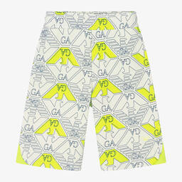 إمبوريو أرماني-شورت بطبعة النسر قطن لون عاجي وأخضر للأولاد | Childrensalon Outlet