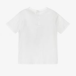 إEmporio Armani-تيشيرت ليوسيل جيرسي لون عاجي للأولاد | Childrensalon Outlet