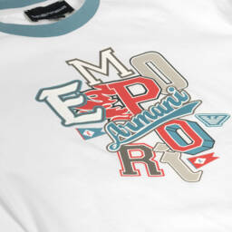 Emporio Armani-Boys Ivory Graphic Long Sleeve Tee | Childrensalon Outlet