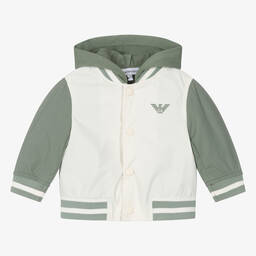 Emporio Armani-Boys Ivory & Green Bomber Jacket | Childrensalon Outlet