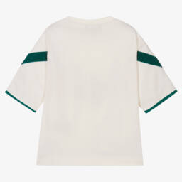 إمبوريو أرماني-تيشيرت قطن لون عاجي وأخضر للأولاد | Childrensalon Outlet