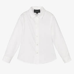 Emporio Armani-Boys Ivory Logo Shirt | Childrensalon Outlet