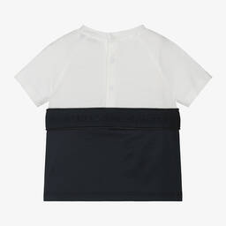 Emporio Armani-Boys Ivory & Navy Blue T-Shirt | Childrensalon Outlet