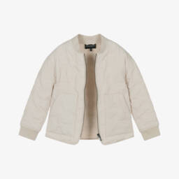Emporio Armani-Boys Ivory Quilted Emblem Jacket | Childrensalon Outlet