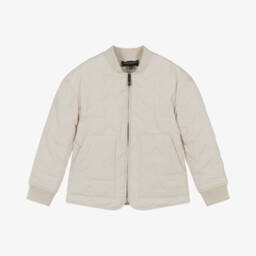 Emporio Armani-Boys Ivory Quilted Emblem Jacket | Childrensalon Outlet