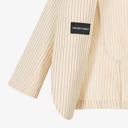 Emporio Armani-Boys Ivory Striped Cotton & Linen Blazer | Childrensalon Outlet