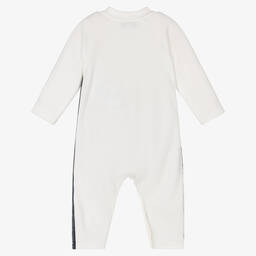 Emporio Armani-Boys Ivory Velour Logo Babygrow | Childrensalon Outlet