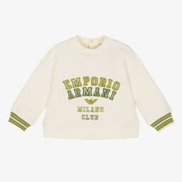 Emporio Armani-Boys Ivory Waffle Cotton Sweatshirt | Childrensalon Outlet