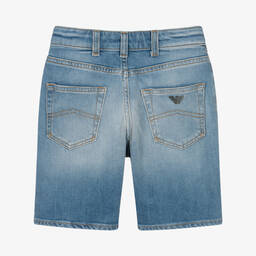 Emporio Armani-Boys Light Blue Denim Shorts | Childrensalon Outlet