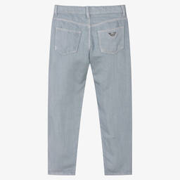 Emporio Armani-Голубые льняные брюки для мальчиков | Childrensalon Outlet