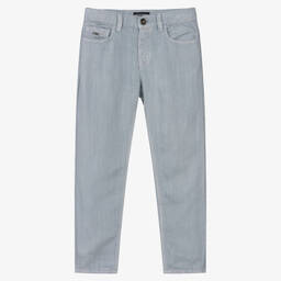 Emporio Armani-Голубые льняные брюки для мальчиков | Childrensalon Outlet