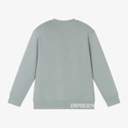 إEmporio Armani-سويتشيرت مزيج قطن لون أخضر مزرق للأولاد | Childrensalon Outlet