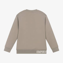 إEmporio Armani-سويتشيرت قطن لون بيج للأولاد | Childrensalon Outlet