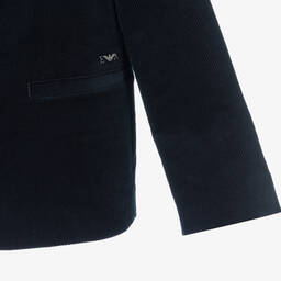 Emporio Armani-Boys Navy Blue Cotton Corduroy Blazer | Childrensalon Outlet