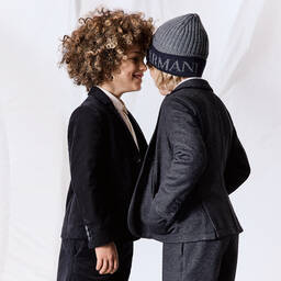 Emporio Armani-Boys Navy Blue Cotton Corduroy Blazer | Childrensalon Outlet
