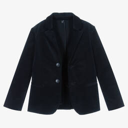 Emporio Armani-Boys Navy Blue Cotton Corduroy Blazer | Childrensalon Outlet