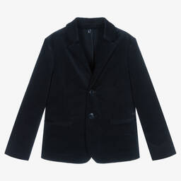 Emporio Armani-Boys Navy Blue Cotton Corduroy Blazer | Childrensalon Outlet