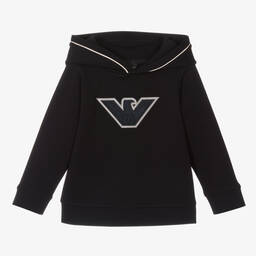 إمبوريو أرماني-توب هودي بطبعة النسر قطن لون كحلي للأولاد | Childrensalon Outlet