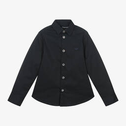 إمبوريو أرماني-قميص بطبعة النسر مزيج قطن لون كحلي للأولاد | Childrensalon Outlet