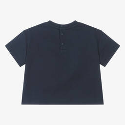 Emporio Armani-Boys Navy Blue Cotton Eagle T-Shirt | Childrensalon Outlet