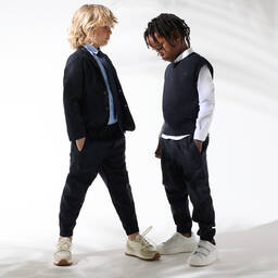 إEmporio Armani-كنزة فيست قطن محبوك لون كحلي للأولاد | Childrensalon Outlet