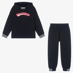 Emporio Armani-Boys Navy Blue Cotton Tracksuit | Childrensalon Outlet