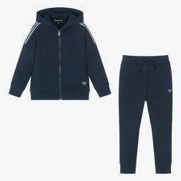 Emporio Armani-Boys Navy Blue Cotton Tracksuit | Childrensalon Outlet
