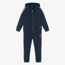 Emporio Armani-Boys Navy Blue Cotton Tracksuit | Childrensalon Outlet