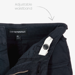 Emporio Armani-Boys Navy Blue Cotton Trousers | Childrensalon Outlet