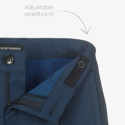 Emporio Armani-Boys Navy Blue Cotton Trousers | Childrensalon Outlet