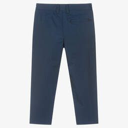 Emporio Armani-Boys Navy Blue Cotton Trousers | Childrensalon Outlet