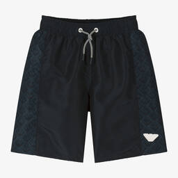 Emporio Armani-Boys Navy Blue Eagle Swim Shorts | Childrensalon Outlet