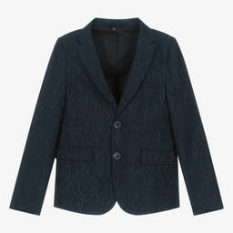 إمبوريو أرماني-جاكيت بلايزر جاكارد مزيج فيسكوز لون كحلي | Childrensalon Outlet