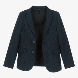 إمبوريو أرماني-جاكيت بلايزر جاكارد مزيج فيسكوز لون كحلي | Childrensalon Outlet