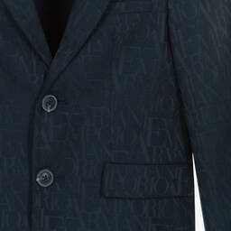 إمبوريو أرماني-جاكيت بلايزر جاكارد مزيج فيسكوز لون كحلي | Childrensalon Outlet