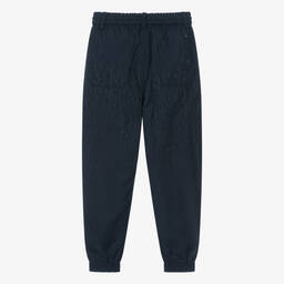 Emporio Armani-Boys Navy Blue Jacquard Monogram Trousers | Childrensalon Outlet