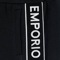 Emporio Armani-Boys Navy Blue Jersey Logo Shorts | Childrensalon Outlet