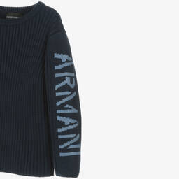 Emporio Armani-Синий шерстяной свитер для мальчиков | Childrensalon Outlet