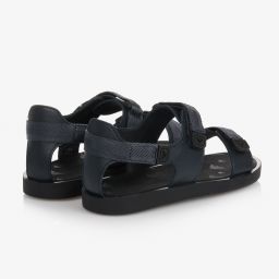 إمبوريو أرماني-صندل أطفال ولادي جلد لون كحلي | Childrensalon Outlet