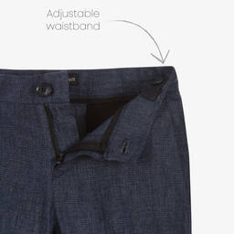 Emporio Armani-Boys Navy Blue Linen Suit | Childrensalon Outlet