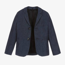 Emporio Armani-Boys Navy Blue Linen Suit | Childrensalon Outlet