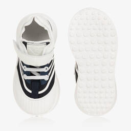 Emporio Armani-Boys Navy Blue & White Logo Trainers | Childrensalon Outlet