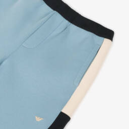 Emporio Armani-Boys Navy Colorblock Knit Shorts | Childrensalon Outlet