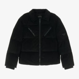 Emporio Armani-Boys Navy Corduroy Puffer Jacket | Childrensalon Outlet