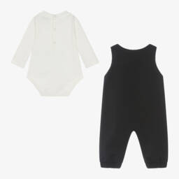 Emporio Armani-Boys Navy Cotton Dungaree Set | Childrensalon Outlet