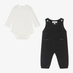 Emporio Armani-Boys Navy Cotton Dungaree Set | Childrensalon Outlet
